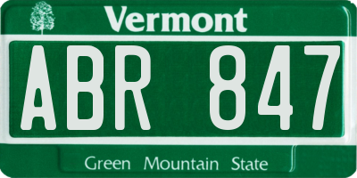 VT license plate ABR847