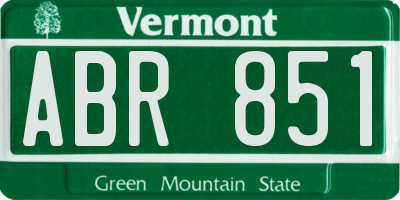 VT license plate ABR851