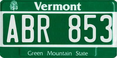 VT license plate ABR853