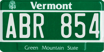 VT license plate ABR854