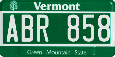 VT license plate ABR858