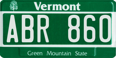 VT license plate ABR860