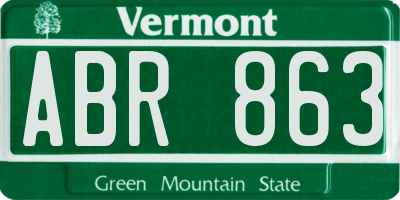 VT license plate ABR863