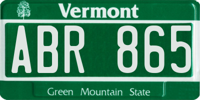 VT license plate ABR865