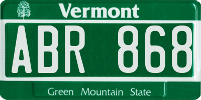 VT license plate ABR868