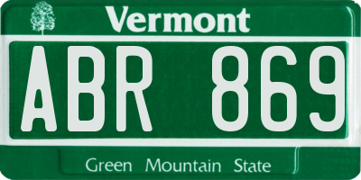 VT license plate ABR869