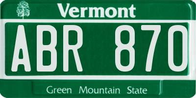 VT license plate ABR870