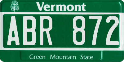 VT license plate ABR872