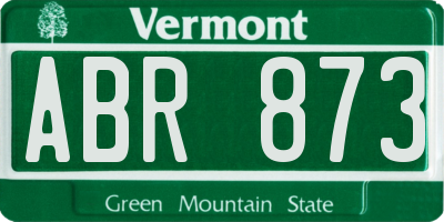 VT license plate ABR873