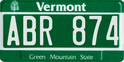 VT license plate ABR874