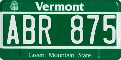 VT license plate ABR875