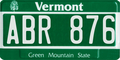 VT license plate ABR876