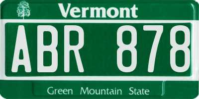 VT license plate ABR878