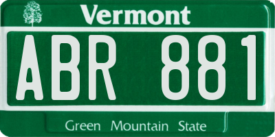 VT license plate ABR881