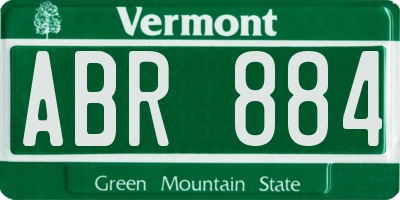 VT license plate ABR884