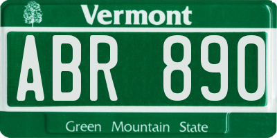 VT license plate ABR890