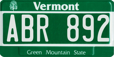 VT license plate ABR892