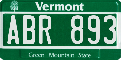 VT license plate ABR893