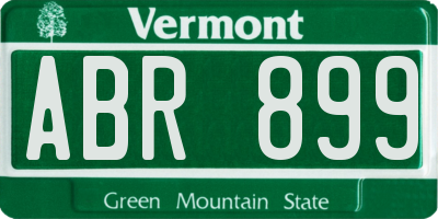 VT license plate ABR899