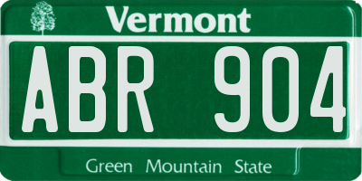 VT license plate ABR904