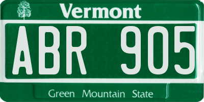 VT license plate ABR905