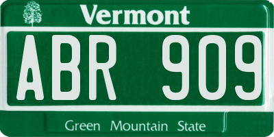 VT license plate ABR909