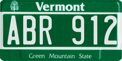 VT license plate ABR912