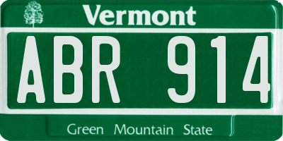 VT license plate ABR914