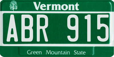 VT license plate ABR915