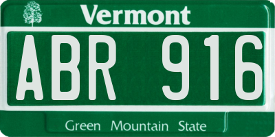 VT license plate ABR916