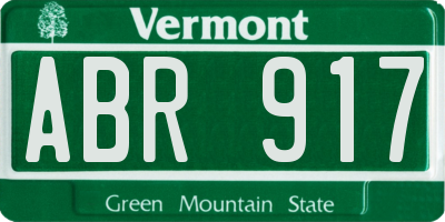 VT license plate ABR917