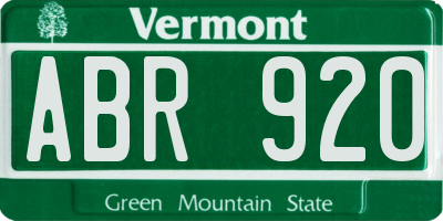 VT license plate ABR920