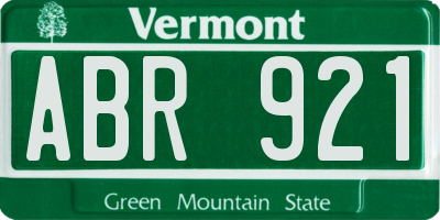 VT license plate ABR921