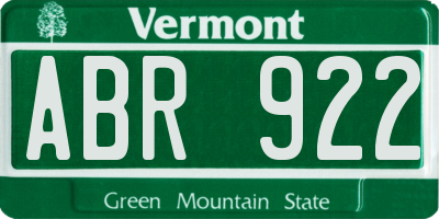 VT license plate ABR922