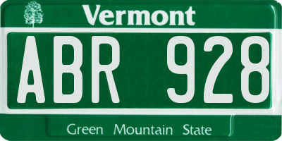 VT license plate ABR928