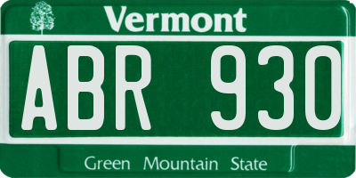 VT license plate ABR930