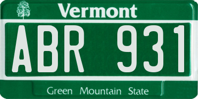 VT license plate ABR931