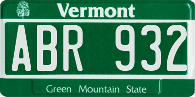 VT license plate ABR932