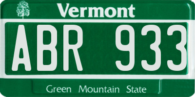 VT license plate ABR933