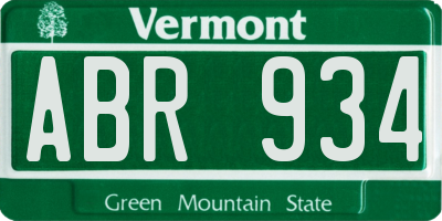 VT license plate ABR934