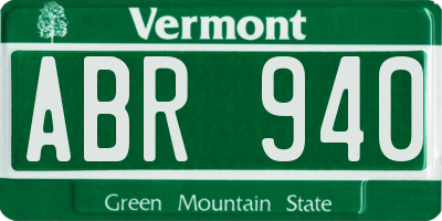 VT license plate ABR940