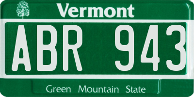 VT license plate ABR943