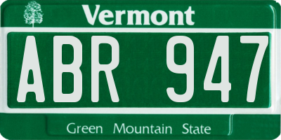 VT license plate ABR947