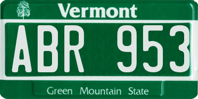 VT license plate ABR953