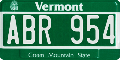 VT license plate ABR954