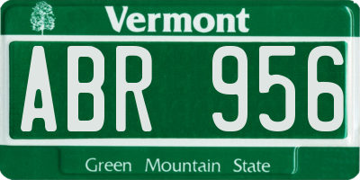 VT license plate ABR956