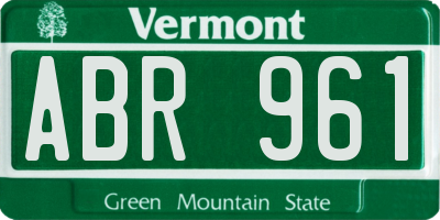 VT license plate ABR961