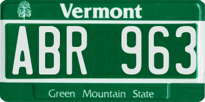 VT license plate ABR963