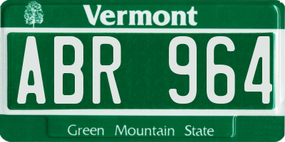 VT license plate ABR964