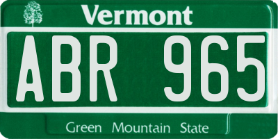 VT license plate ABR965